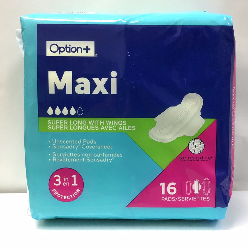 Option+ Maxi Super Sensa-Dry Pads with Wings