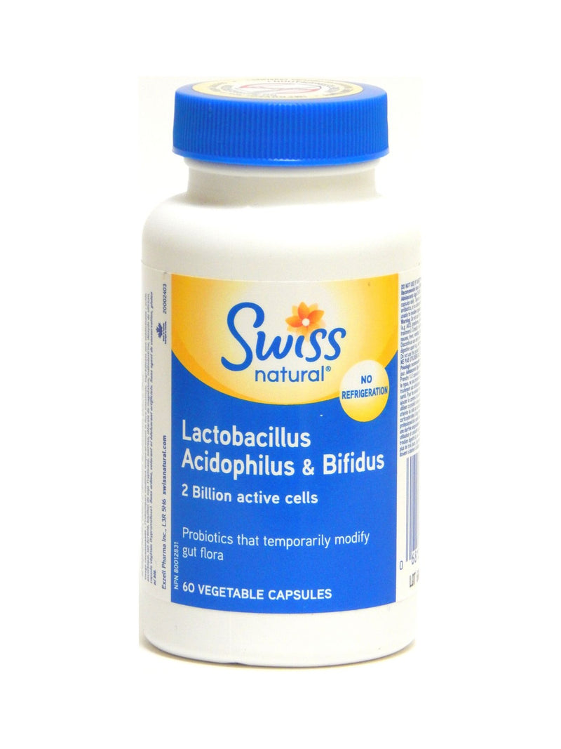 Swiss Natural Lactobacillus Acidophilus & Bifidus Capsules