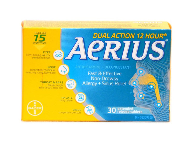 Aerius Dual Action 12 Hour Non-Drowsy Allergy & Sinus Tablets