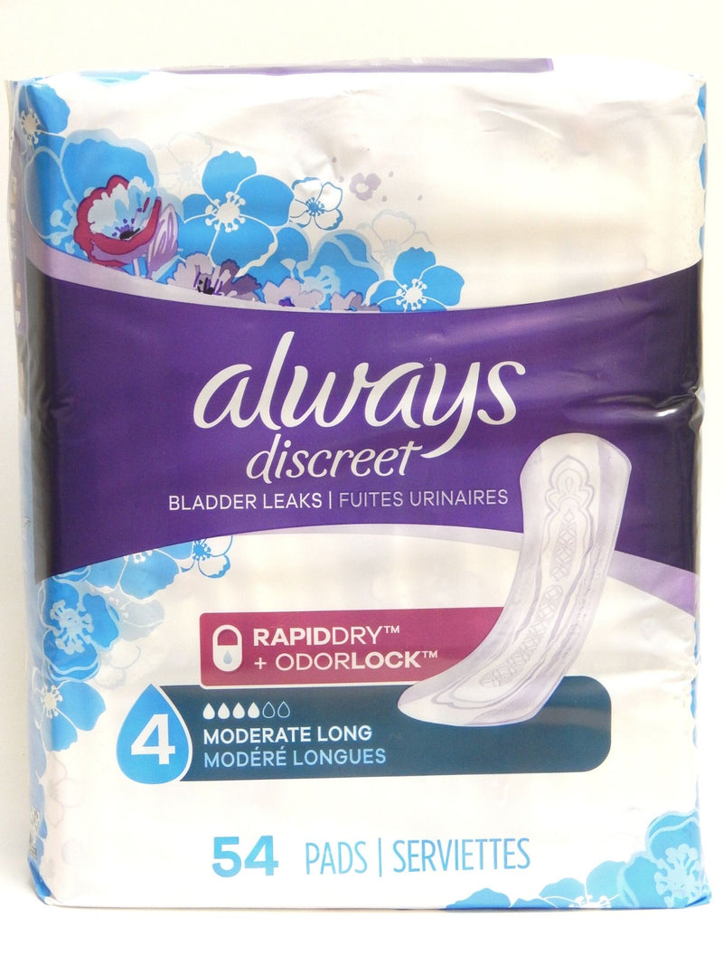 Always Discreet, Incontinence Pads, Moderate, Long Length