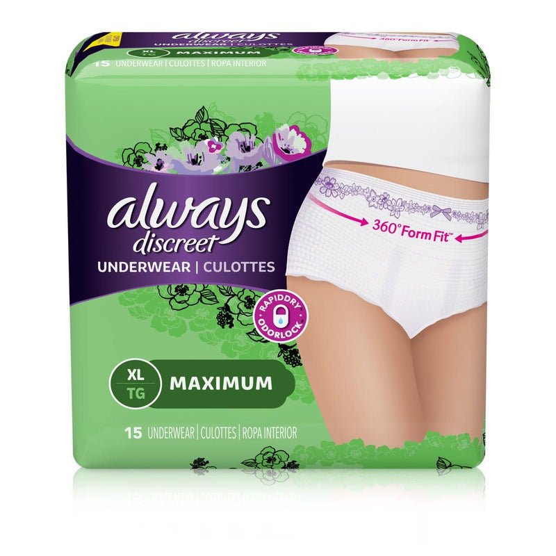 Always Discreet Maximum Protection Underwear, X-Large