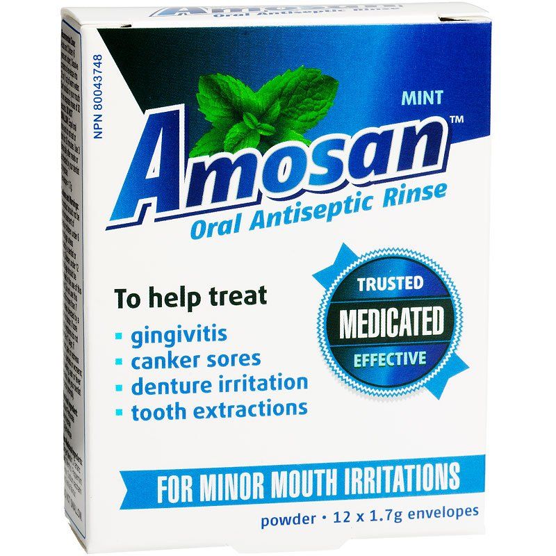 Amosan Oral Antiseptic Rinse Powder Mint