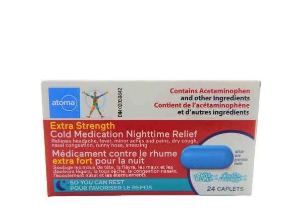 Atoma Cold Medication Nighttime Relief Extra Strength Caplets
