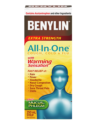Benylin All-In-One Cough, Cold & Flu with Warming Sensation Extra Strength Syrup