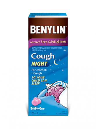 Benylin Cough Night Syrup for Children Bubble Gum