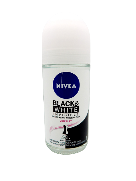 NIVEA Black & White Invisible 48H Protection Roll-On Antiperspirant, Water Lily