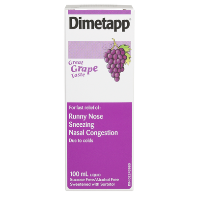 Dimetapp Children's Multi-Symptom Cold Relief Liquid Dye-Free Grape