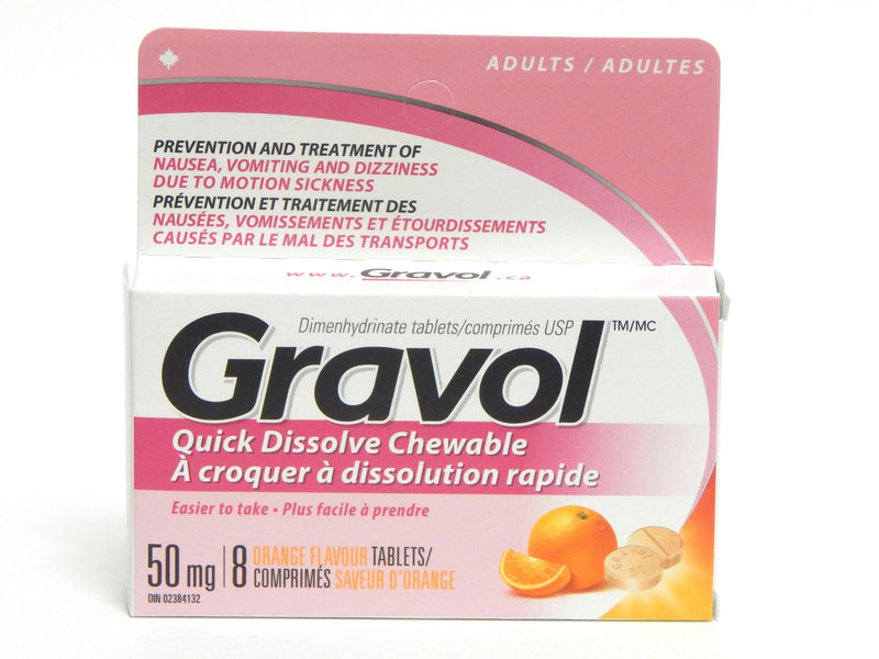 Gravol Quick Dissolve Chewable Tablets Orange