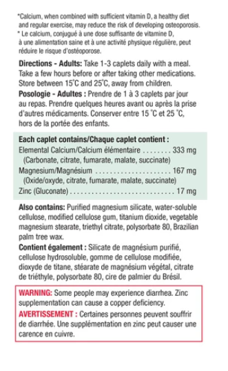 Jamieson Calcium Magnesium & Zinc Caplets