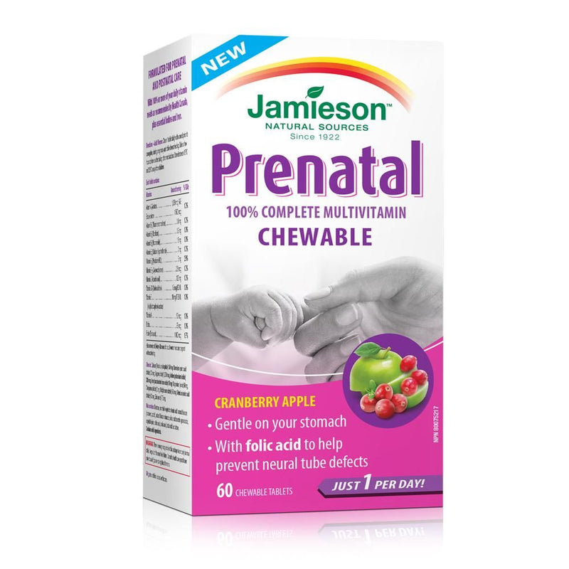 Jamieson Prenatal Multivitamin Chewable Tablets Cranberry Apple