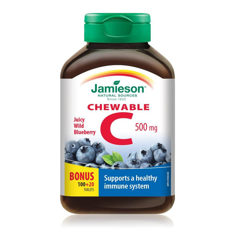 Jamieson Vitamin C Chewable Tablets Wild Blueberry