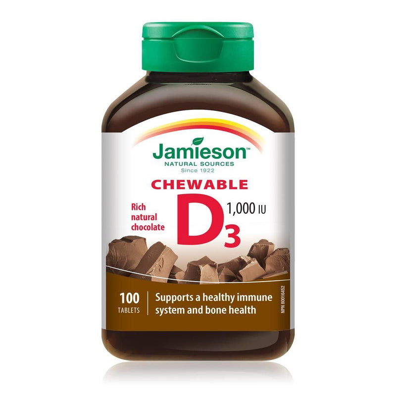Jamieson Vitamin D3 Chewable Tablets Chocolate