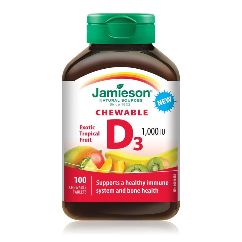 Jamieson Vitamin D Chewable Tablets Tropical Fruit