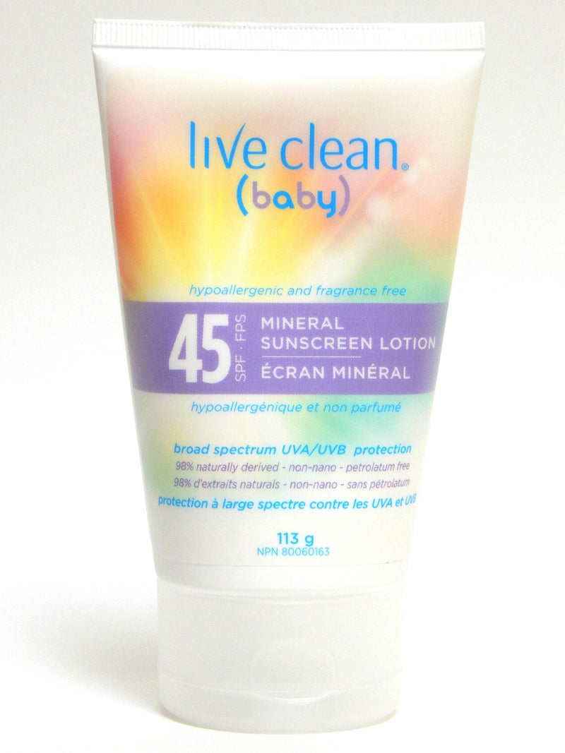 Live Clean Baby Mineral SPF 45 Sunscreen Lotion