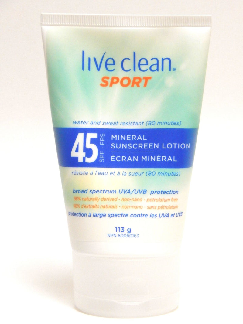 Live Clean Sport Mineral SPF 45 Sunscreen Lotion