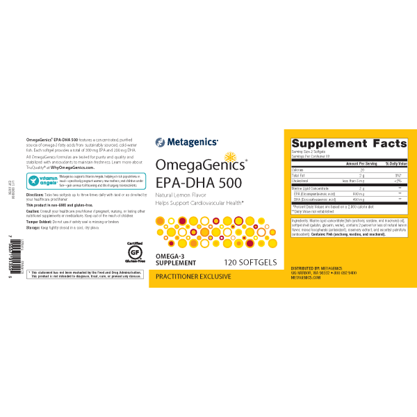 Metagenics OmegaGenics EPA-DHA 500 Softgels Lemon