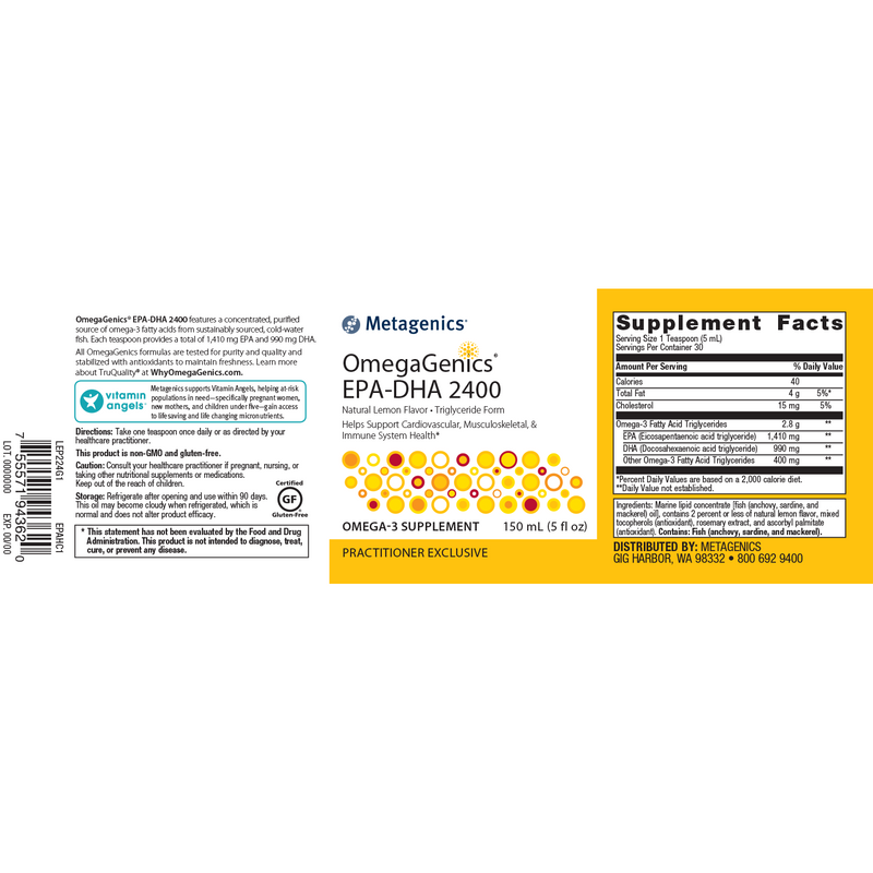 Metagenics OmegaGenics EPA-DHA 2400 Liquid Lemon