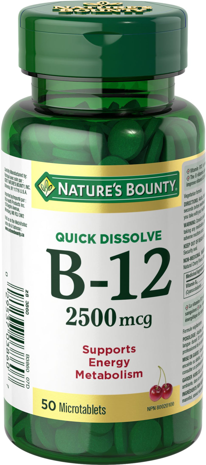 Nature's Bounty Vitamin B12 Sublingual Tablets Cherry