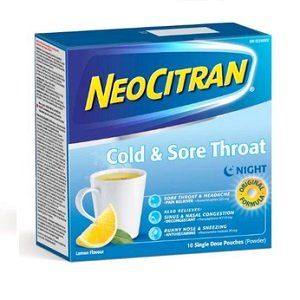 NeoCitran Cold & Sore Throat Night Lemon