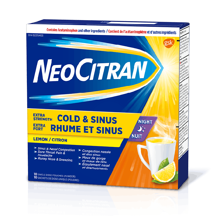 NeoCitran Extra Strength Cold & Sinus Night Lemon