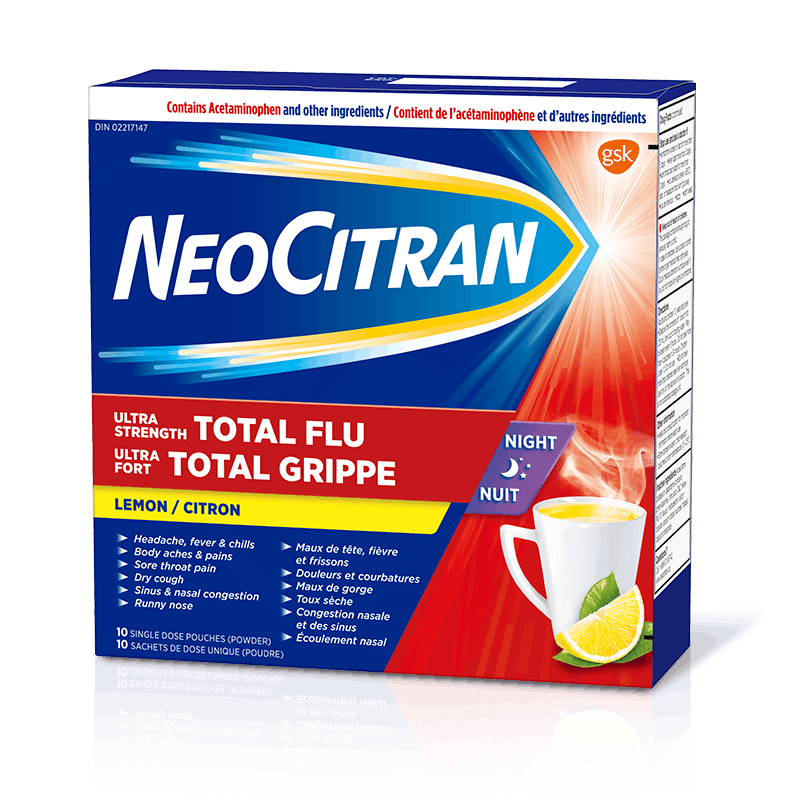 NeoCitran Ultra Strength Total Flu Night Lemon