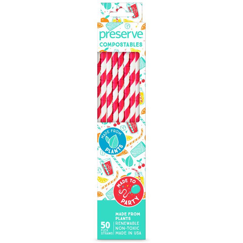 Preserve By Recycle Compostable Straws Red