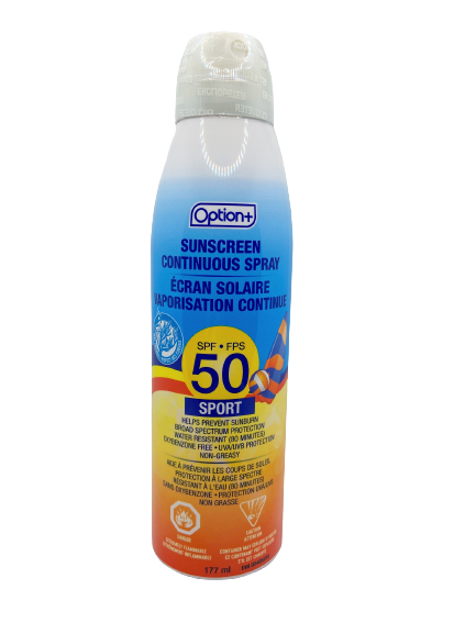 Option+ Continuous Spray Sport Sunscreen SPF 50