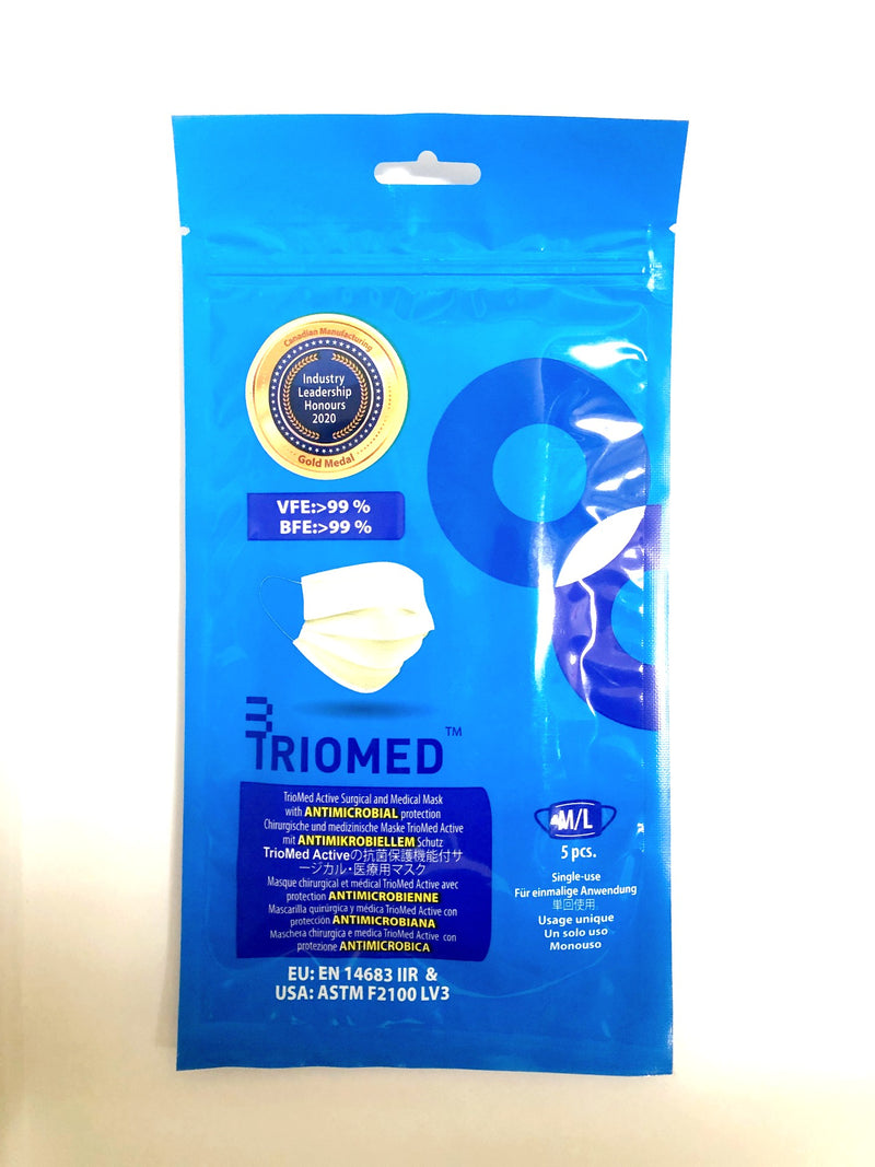 TrioMed Disposable Surgical/Medical Mask (Adult) 5-Pack