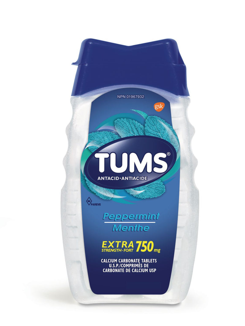 Tums Antacid Extra Strength Chewable Tablets Peppermint