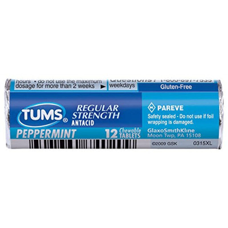 Tums Antacid Regular Strength Chewable Tablets Peppermint