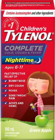 Tylenol Children's Complete Cold, Cough & Fever Nighttime Liquid Apple