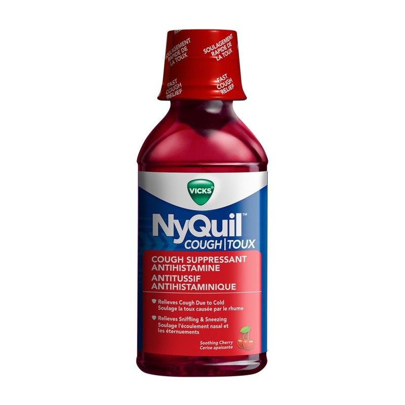 Vicks Nyquil Cough Suppressant Antihistamine Syrup Cherry