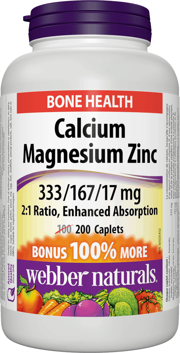 Webber Naturals Calcium Magnesium Zinc Caplets