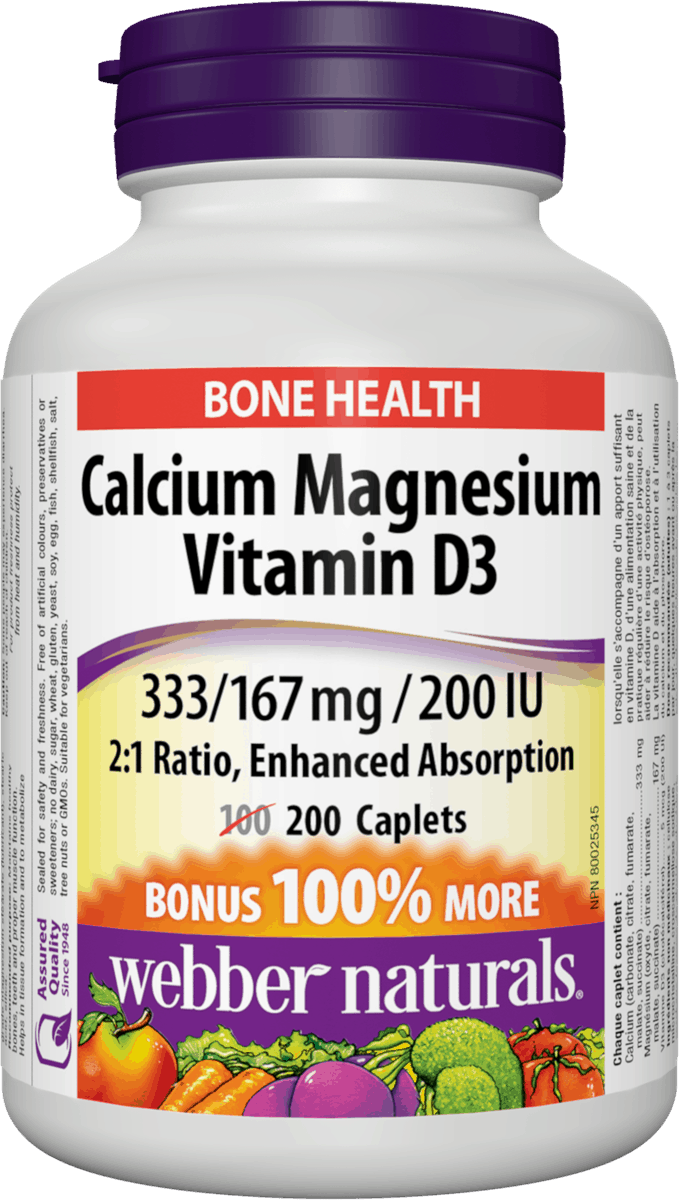 Webber Naturals Calcium, Magnesium & Vitamin D3 Caplets