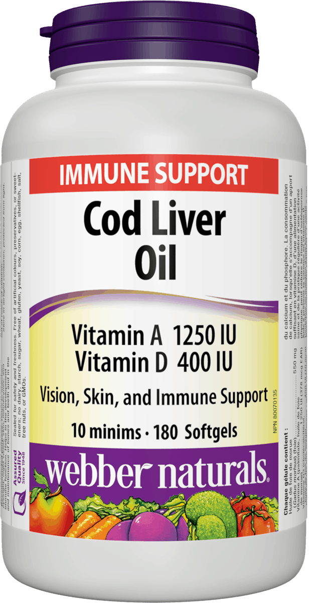 Webber Naturals Cod Liver Oil with Vitamin A & D Softgels