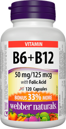 Webber Naturals Vitamin B6 & B12 with Folic Acid Capsules