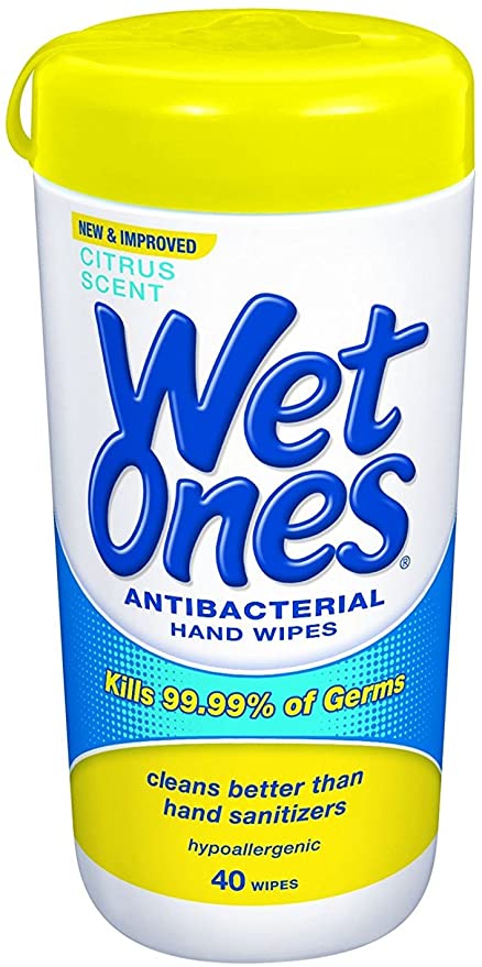 Wet Ones Antibacterial Citrus Scented Hand and Face Wet Wipes