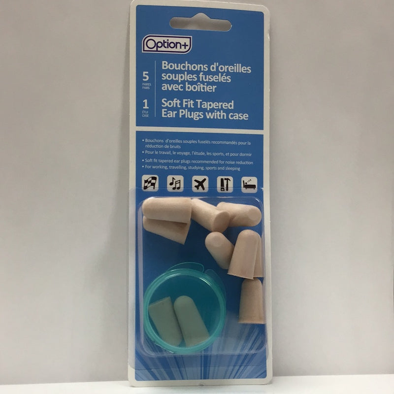 Option+ Soft Fit Beige Tapared Ear Plugs with Case